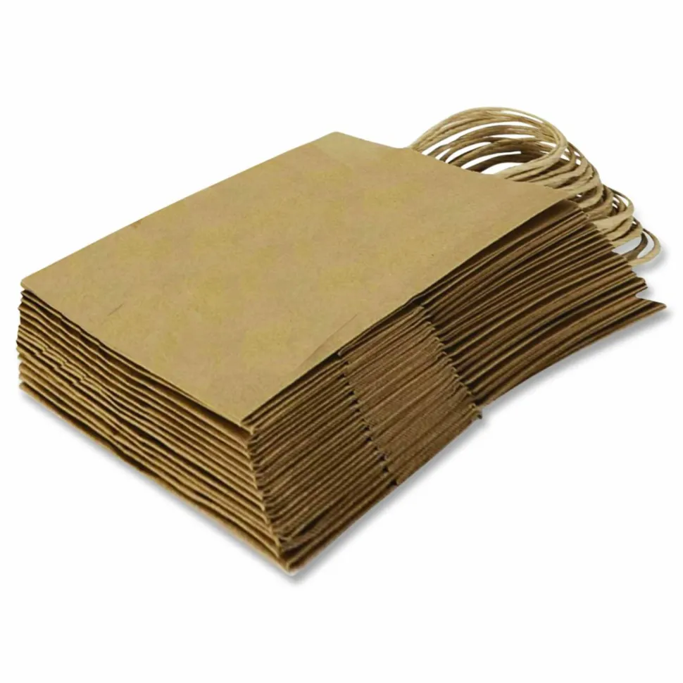 Inteplast Group Get Reddi Paper Bags, Pulse Size, 60# Basis Weight, Twisted Rope Handles, 8 x 4.5 x 10.25, Brown, 250/Carton