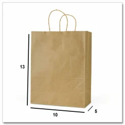 Inteplast Group Get Reddi Paper Bags, Pixie Size, 60# Basis Weight, Twisted Rope Handles, 10