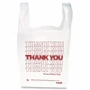 Inteplast Group HDPE T-Shirt Bags, Thank You - Have a Nice Day Labeling, Cut-Out Handles, 12" x 7" x 23", White/Red, 500/Carton