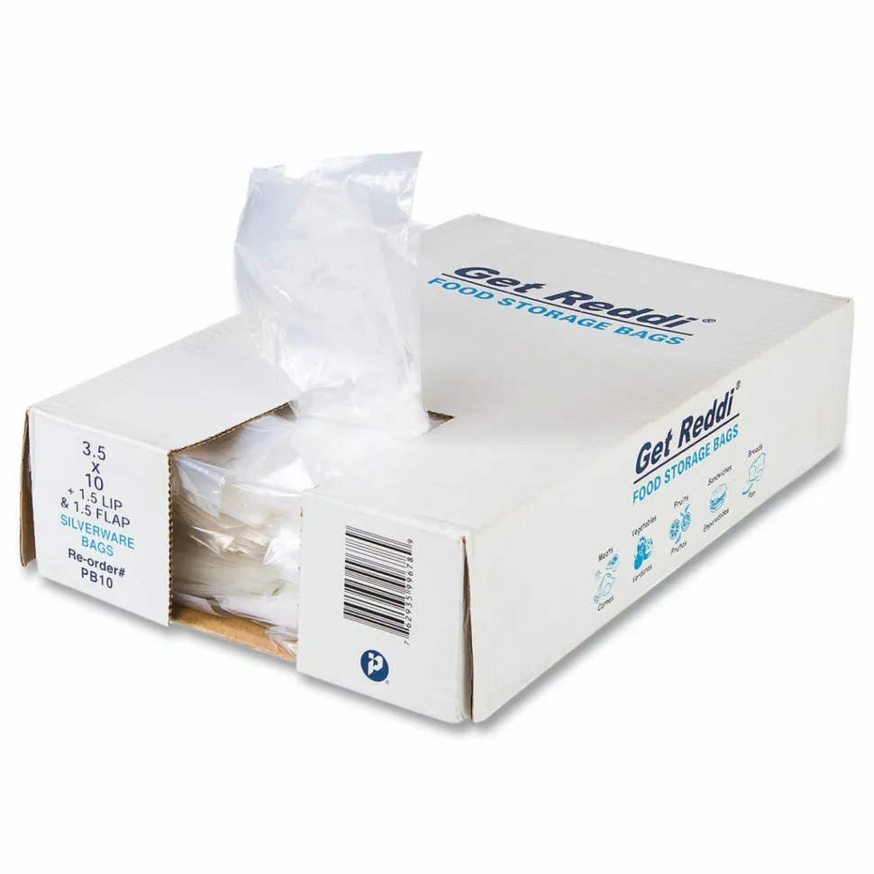 Inteplast Group Silverware Bags, 3.5" x 1.5" x 10", Clear, 2,000/Carton