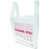 Inteplast Group "Thank You" Handled T-Shirt Bag, Have a Nice Day Labeling, Cut-Out Handles, 11.5" x 6.5" x 21", White/Red, 900/Carton