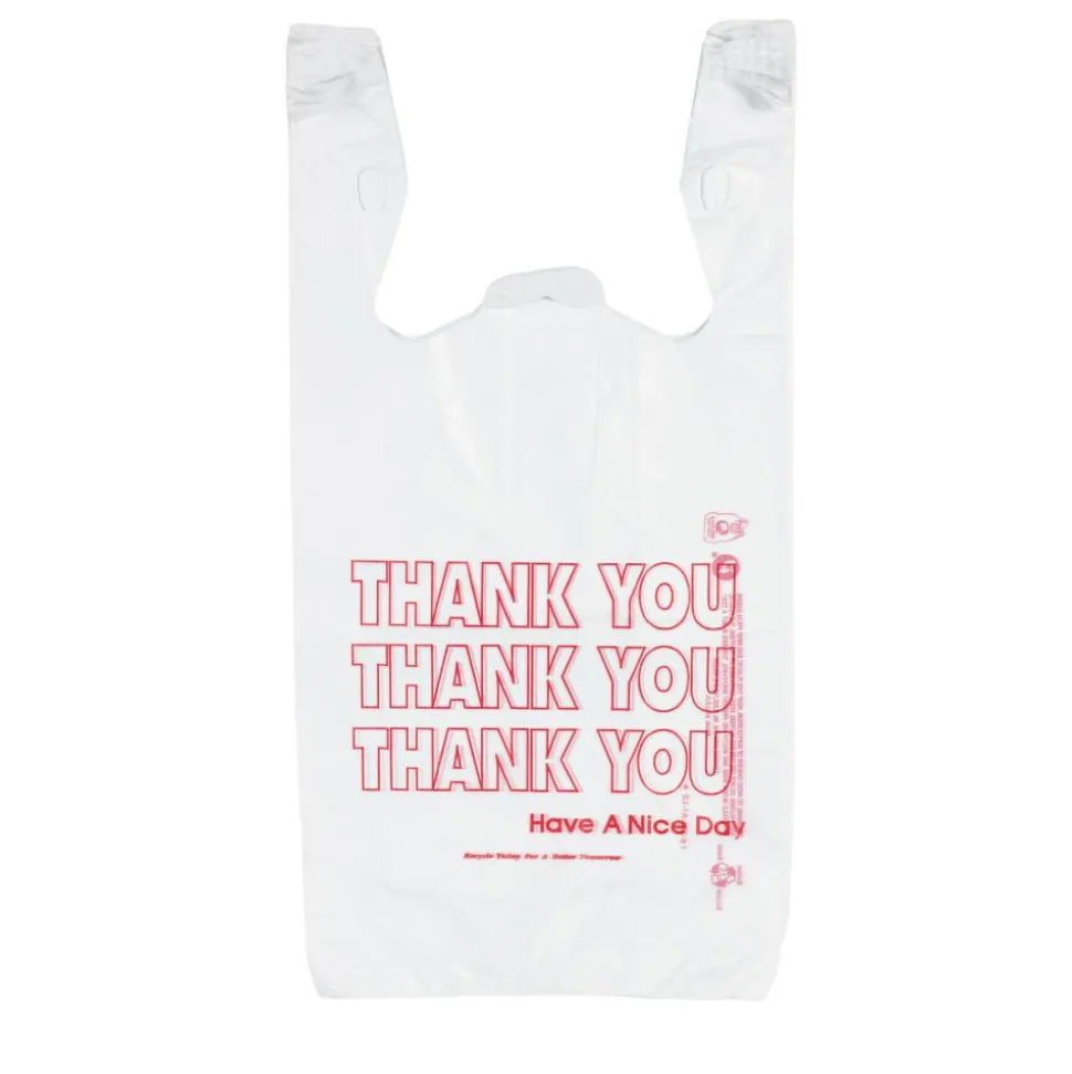 Inteplast Hilex Poly Thank You Bags, 21"H x 11 1/2"W x 6 1/2"D, White, Pack Of 500