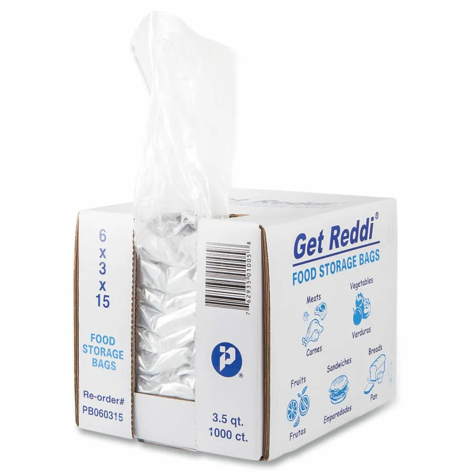 Inteplast Group Food Bags, 112 oz., 6" x 3" x 15", Clear, 1,000/Carton