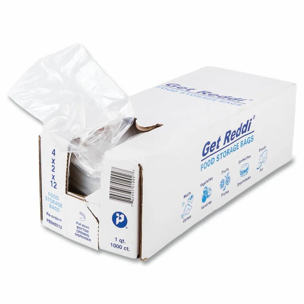 Inteplast Group Food Bags, 32 oz, 4" x 2" x 12", Clear, 1,000/Carton