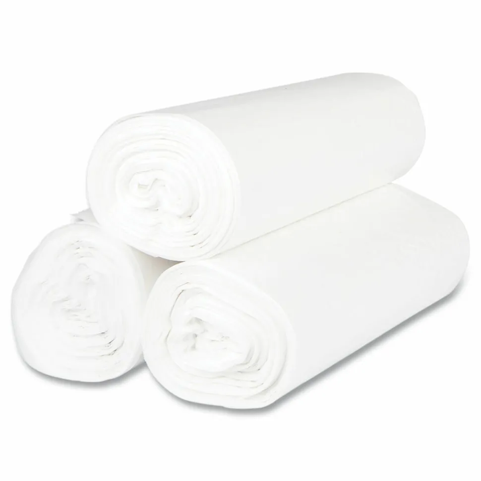 Inteplast Group High-Density Commercial Can Liners, 45 gal, 12 mic, 40" x 48", Clear, Interleaved Roll, 25 Bags/Roll, 10 Rolls/Carton