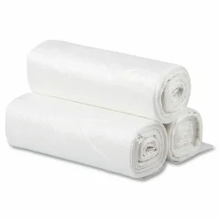 Inteplast Group High-Density Commercial Can Liners, 10 gal, 6 mic, 24" x 24", Natural, Perforated Roll, 50 Bags/Roll, 20 Rolls/Carton