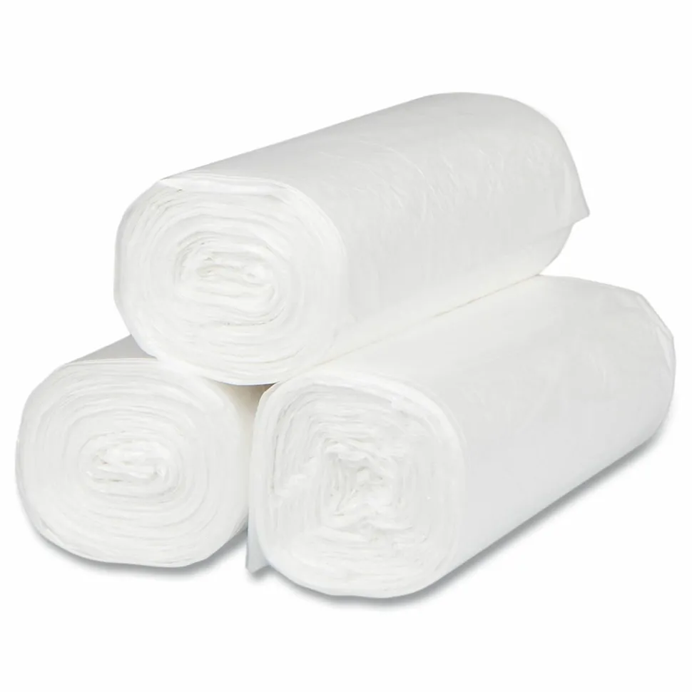 Inteplast Group High-Density Commercial Can Liners, 16 gal, 8 mic, 24" x 33", Natural, Interleaved Roll, 50 Bags/Roll, 20 Rolls/Carton