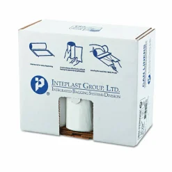 Inteplast Group Low-Density Commercial Can Liners, 33 gal, 0.8 mil, 33" x 39", White, Interleaved Roll, 25 Bags/Roll, 6 Rolls/Carton