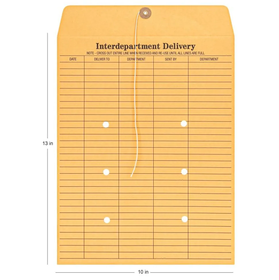 Interdepartment Envelopes, 10" x 13", Brown Kraft, Box Of 100