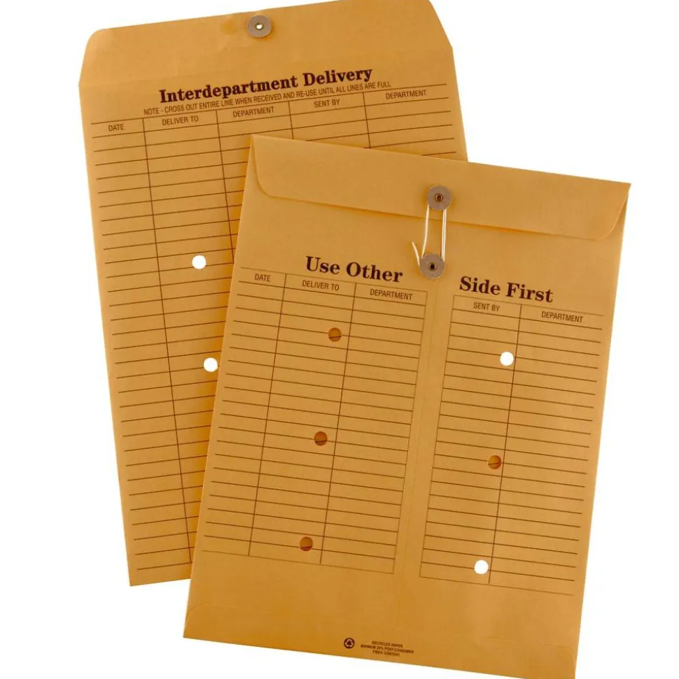 Interdepartment Envelopes, 10" x 13", Brown Kraft, Box Of 100