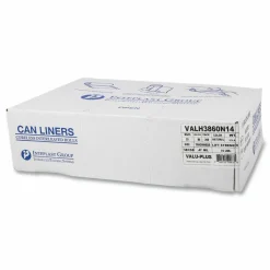 Interplast Group High Density Commercial Can Liner Value Pack, .47 mil, 60 gal, 12 mic, 38" x 58", Clear, Interleaved Roll, 25 Bags/Roll, 8 Rolls/CT