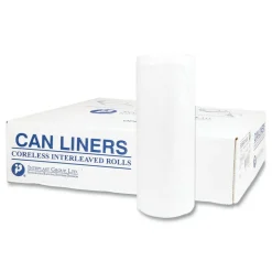 Interplast Group High Density Commercial Can Liner Value Pack, 0.75 mil, 60 gal, 19 mic, 38" x 58", Clear, Interleaved Roll, 25 Bags/Roll, 6 Rolls/CT