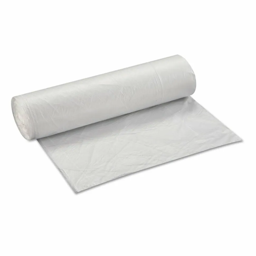 Interplast Group High Density Commercial Can Liner Value Pack, 45 gal, 0.47 mil, 12 mic, 40" x 46", Clear, Interleaved Roll, 25 Bags/Roll, 10 Rolls/CT