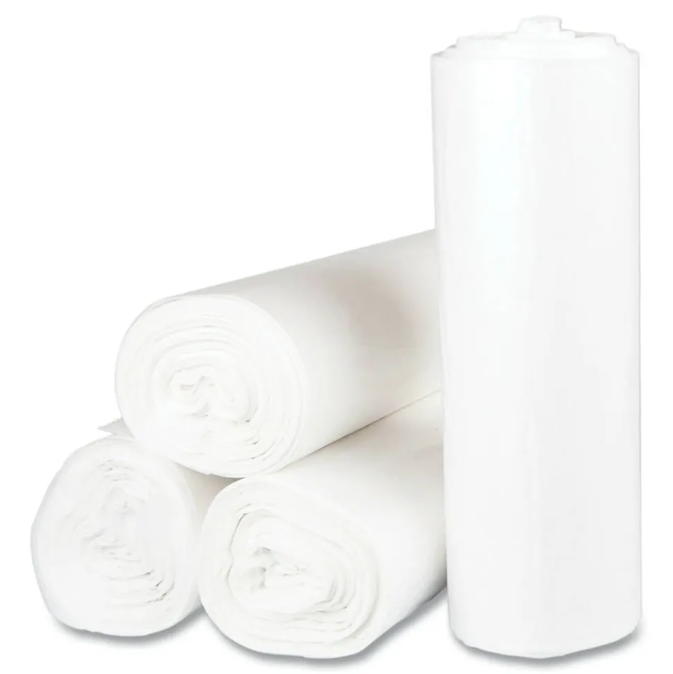 Interplast Group High Density Commercial Can Liners, 0.67 mil, 56 gal, 17 mic, 43" x 48", Clear, Interleaved Roll, 25 Bags/Roll, 8 Rolls/Carton