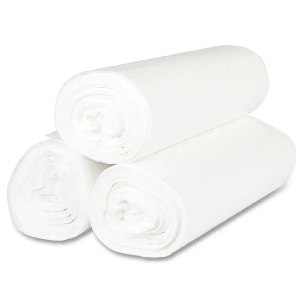 Interplast Group High Density Commercial Can Liners, 0.67 mil, 56 gal, 17 mic, 43" x 48", Clear, Interleaved Roll, 25 Bags/Roll, 8 Rolls/Carton