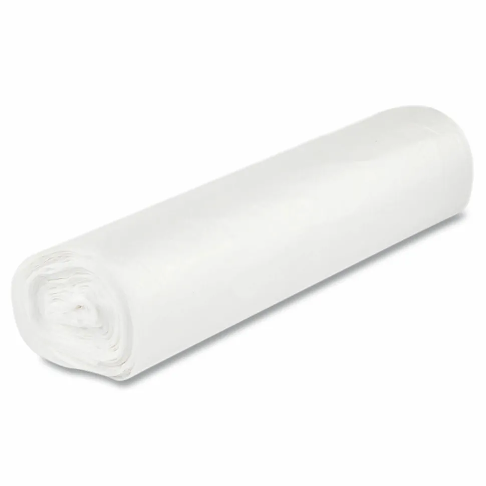 Interplast Group High Density Commercial Can Liners, 0.67 mil, 56 gal, 17 mic, 43" x 48", Clear, Interleaved Roll, 25 Bags/Roll, 8 Rolls/Carton
