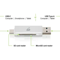 IOGEAR USB-C Duo Mobile Device Card Reader/Writer