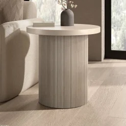 Isa 22" Wide Round Side Table in Alder White