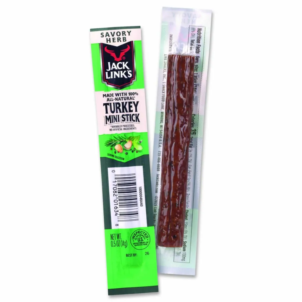 Jack Link's Savory Herb Mini Turkey Stick, 0.5 oz Stick, 24/Pack