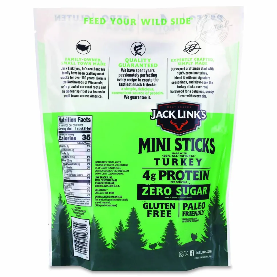 Jack Link's Savory Herb Mini Turkey Stick, 0.5 oz Stick, 24/Pack