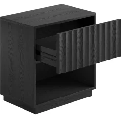 Jason 24" Wide Rectangular Fluted Nightstand in Black Grain