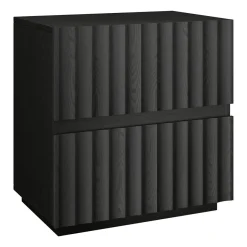 Jaylen 24" Wide Rectangular Fluted Nightstand in Black Grain