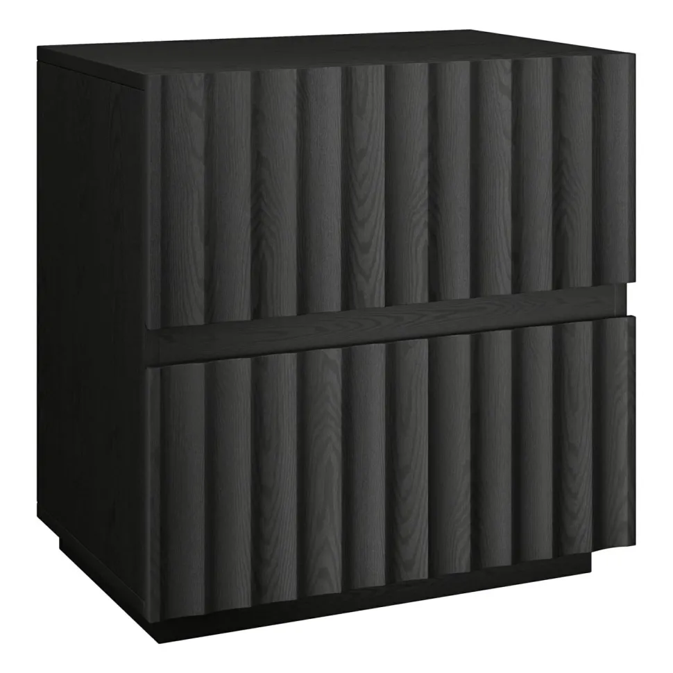 Jaylen 24" Wide Rectangular Fluted Nightstand in Black Grain