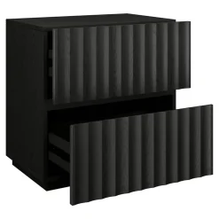 Jaylen 24" Wide Rectangular Fluted Nightstand in Black Grain