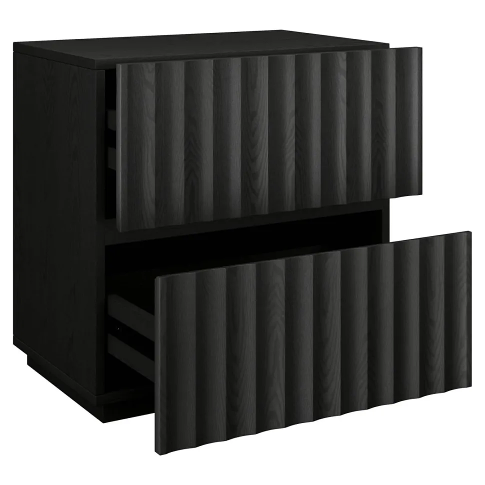 Jaylen 24" Wide Rectangular Fluted Nightstand in Black Grain