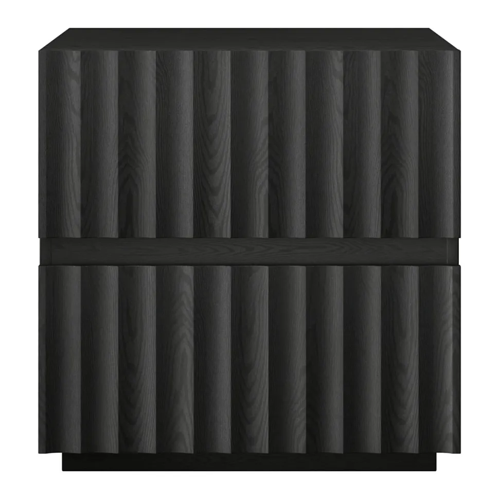 Jaylen 24" Wide Rectangular Fluted Nightstand in Black Grain
