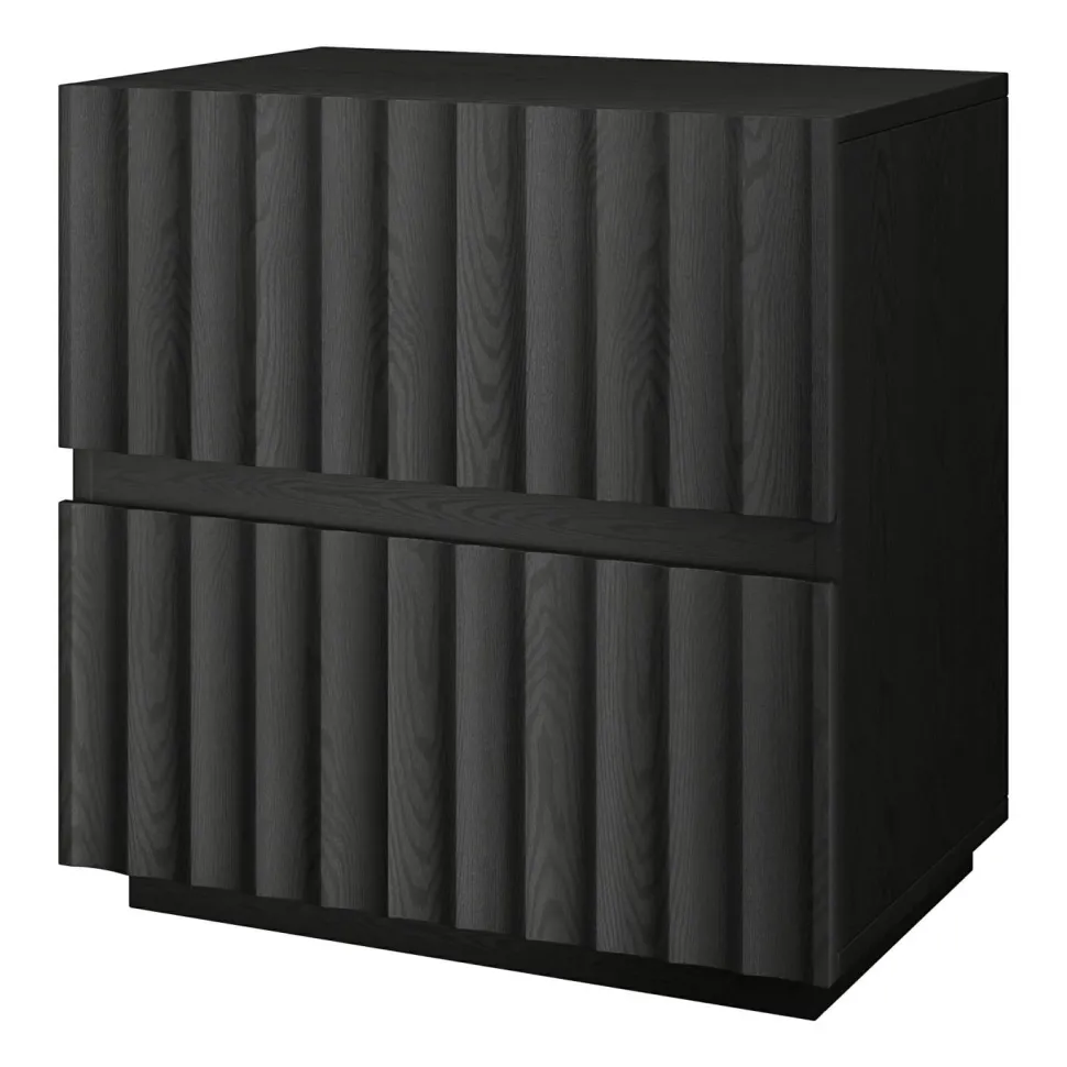 Jaylen 24" Wide Rectangular Fluted Nightstand in Black Grain