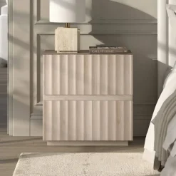 Jaylen 24" Wide Rectangular Fluted Nightstand in Alder White