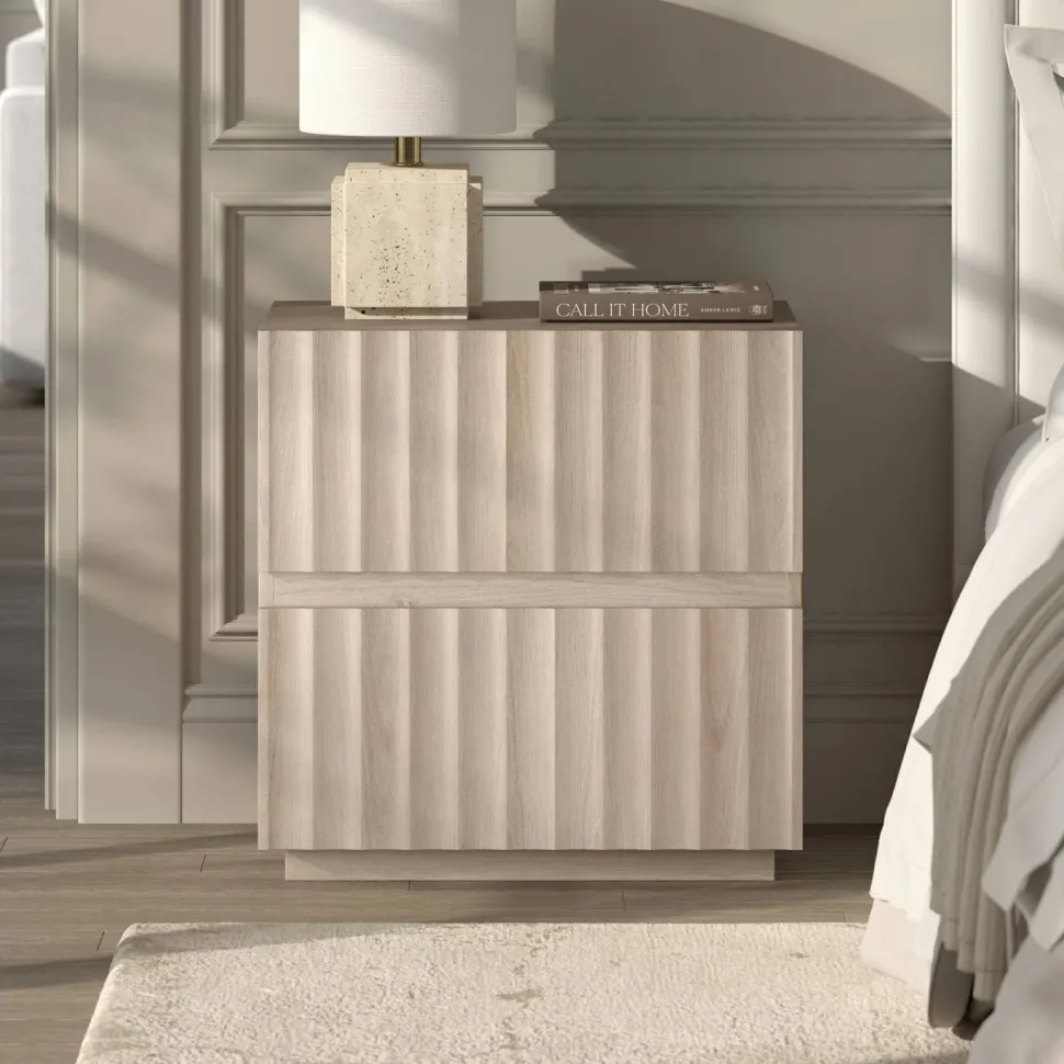 Jaylen 24" Wide Rectangular Fluted Nightstand in Alder White