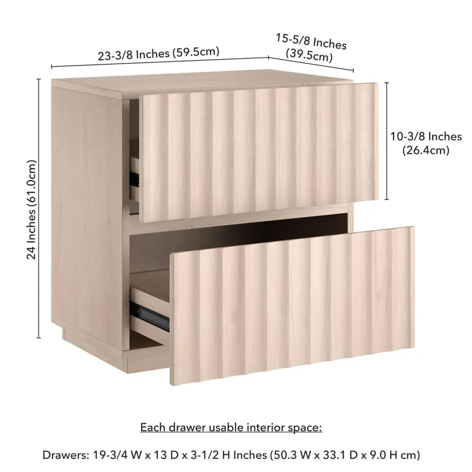 Jaylen 24" Wide Rectangular Fluted Nightstand in Alder White