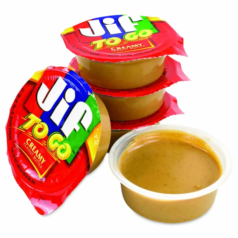 Jif To Go Spreads, Creamy Peanut Butter, 1.5 oz Cup, 36 Cups/Carton