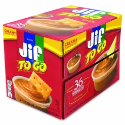 Jif To Go Spreads, Creamy Peanut Butter, 1.5 oz Cup, 36 Cups/Carton