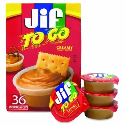 Jif To Go Spreads, Creamy Peanut Butter, 1.5 oz Cup, 36 Cups/Carton