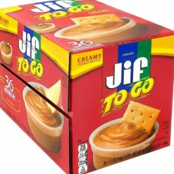 Jif To Go Spreads, Creamy Peanut Butter, 1.5 oz Cup, 36 Cups/Carton