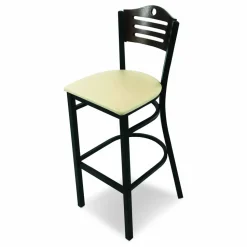 JMC Furniture Eagle Series Barstool, Supports Up to 300 lb, 28.5" Seat Height, Taupe Seat, Dark Walnut Back, Black Base