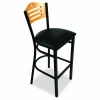 JMC Furniture Eagle Series Barstool, Supports Up to 300 lb, 28.5" Seat Height, Black Seat, Natural Back, Black Base