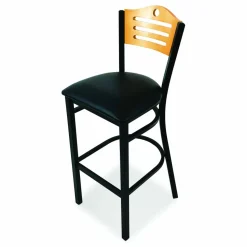 JMC Furniture Eagle Series Barstool, Supports Up to 300 lb, 28.5" Seat Height, Black Seat, Natural Back, Black Base