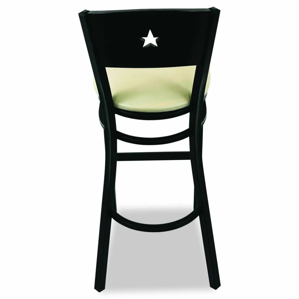 JMC Furniture Liberty Series Barstool, Supports Up to 300 lb, 28.5" Seat Height, Taupe Seat, Dark Mahogany Back, Black Base