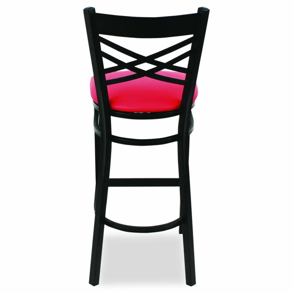 JMC Furniture X Series Barstool, Supports Up to 300 lb, 29.5" Seat Height, Red Seat, Black Back, Black Base