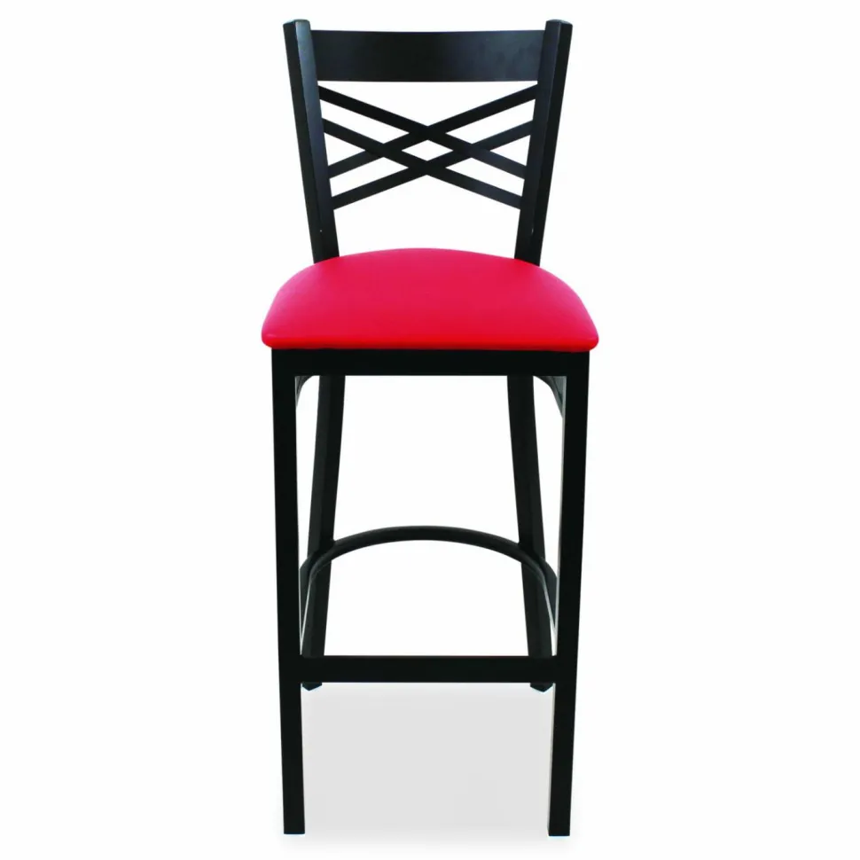 JMC Furniture X Series Barstool, Supports Up to 300 lb, 29.5" Seat Height, Red Seat, Black Back, Black Base