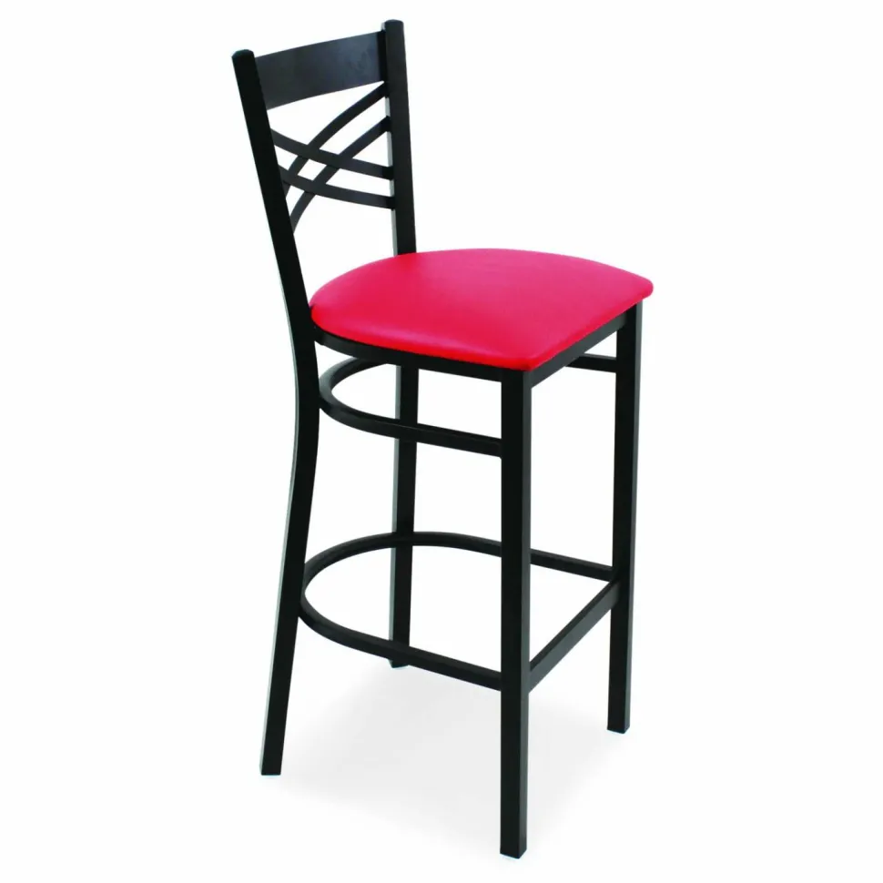 JMC Furniture X Series Barstool, Supports Up to 300 lb, 29.5" Seat Height, Red Seat, Black Back, Black Base