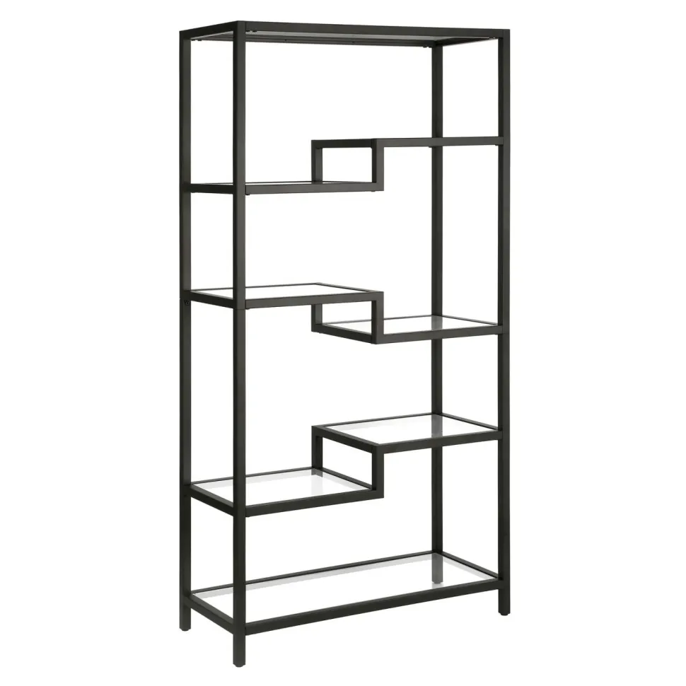 Johann 68" Tall Rectangular Bookcase in Blackened Bronze