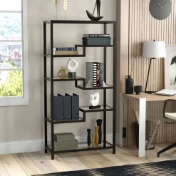 Johann 68" Tall Rectangular Bookcase in Blackened Bronze