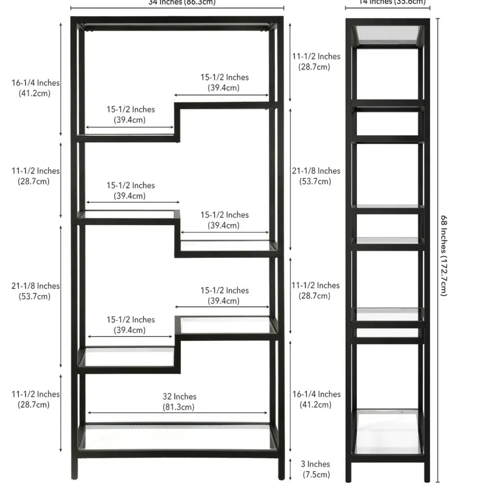 Johann 68" Tall Rectangular Bookcase in Blackened Bronze