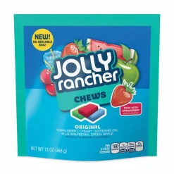 Jolly Rancher Chews Candy, Assorted Flavors, 13 oz Pouches, 4/Carton