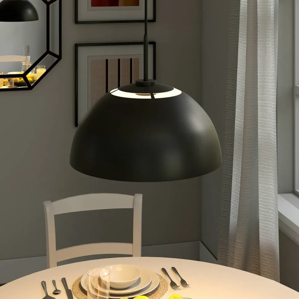 Jordyn 16" Wide Pendant with Metal Shade in Matte Black